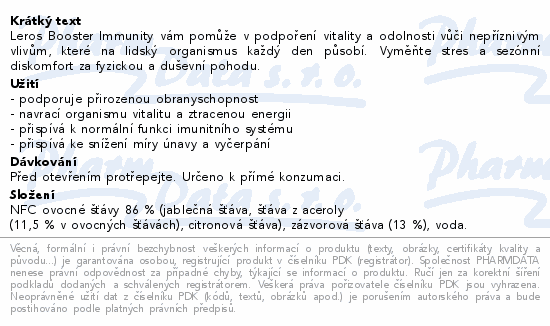 LEROS Immunity Booster zázvor&acerola 100ml