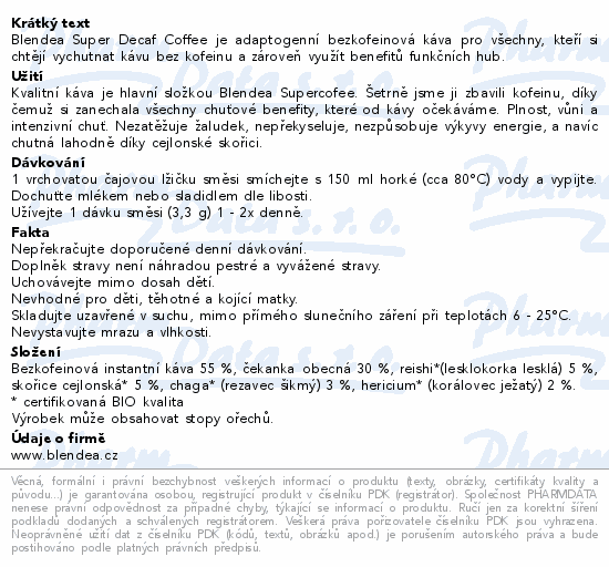 Blendea Super Decaf Coffee bez kofeinu 100g