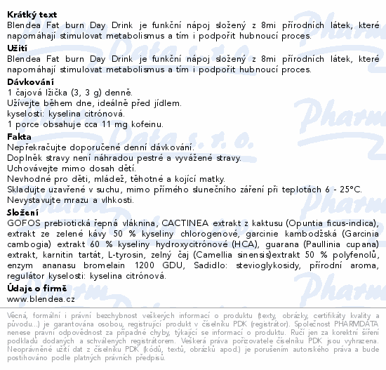 Blendea Fatburn Day Drink broskev 100g