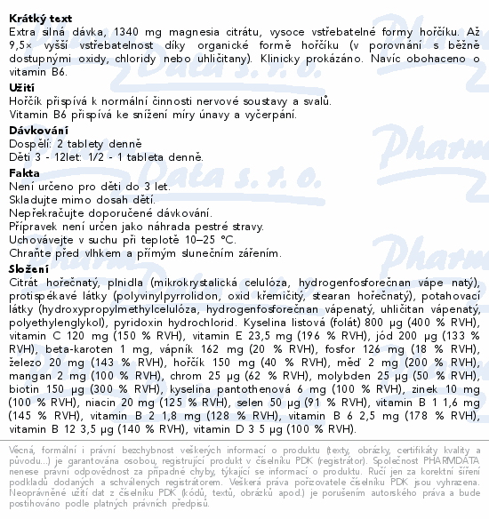 GS Magnesium citrát 1340mg+B6 tbl.365 XXL