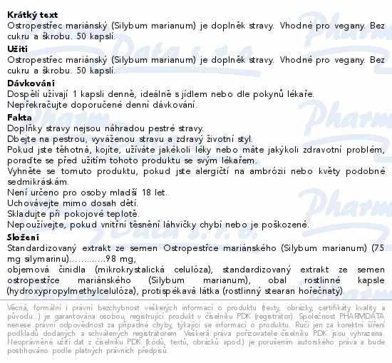 Solgar Ostropestřec mariánský cps.50