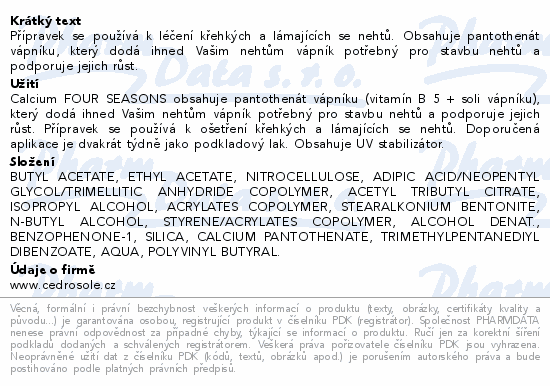 Four Seasons vápník pro nehty 12ml