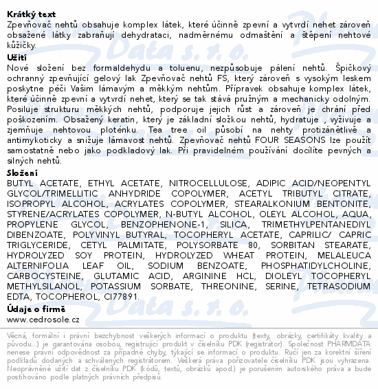 Four Seasons zpevňovač nehtů 12ml