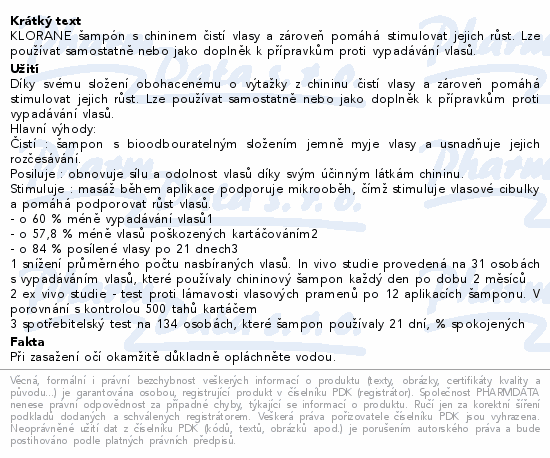 KLORANE Šampon s chininem 100ml