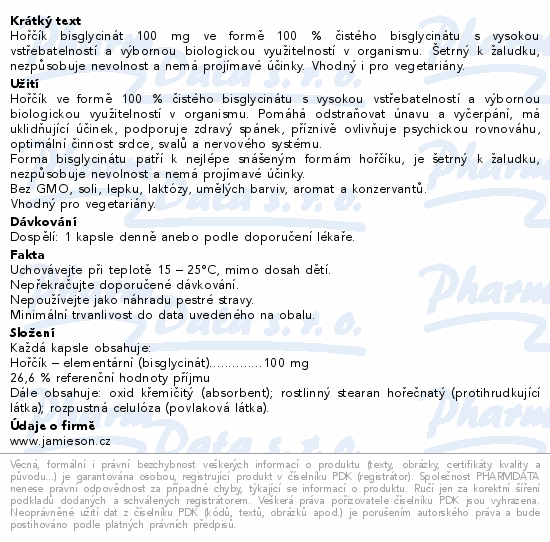 JAMIESON Hořčík bisglycinát 100mg cps.70