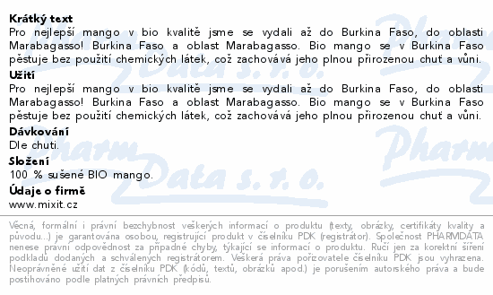 Mixit Mango z Burkina Faso BIO 250g