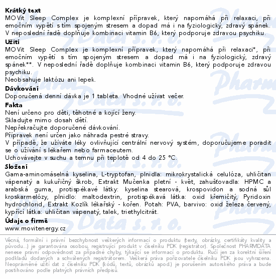 MOVit Gaba+Mučenka+Tryptofan Sleep complex tbl.60