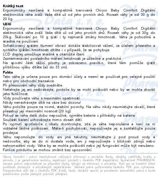 CHICCO Váha digitální dětská 06746