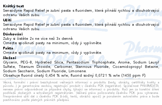 Sensodyne Rapid Relief zubní pasta 75ml