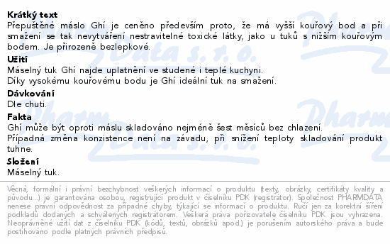 Allnature Ghí přepuštěné máslo 450ml