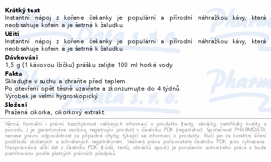 Allnature Čekankové kafe 100g