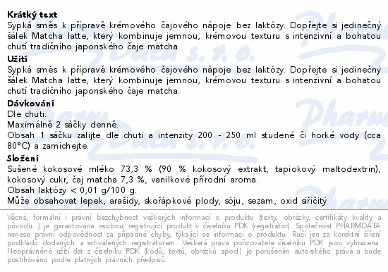 Organis Matcha latte bez laktózy 10x27g