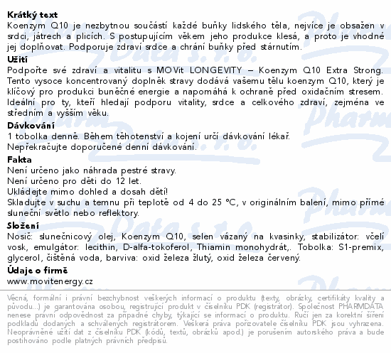 MOVit Longevity Koenzym Q10 200mg tob.60