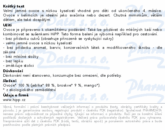 HiPP mini dezert jablka-broskve BIO 5m 4x100g