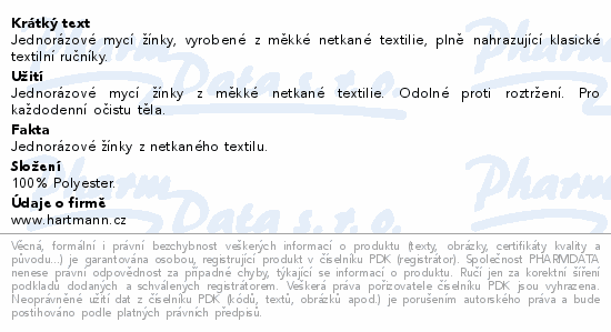 Hartmann ValaClean mycí žínky normal 50ks