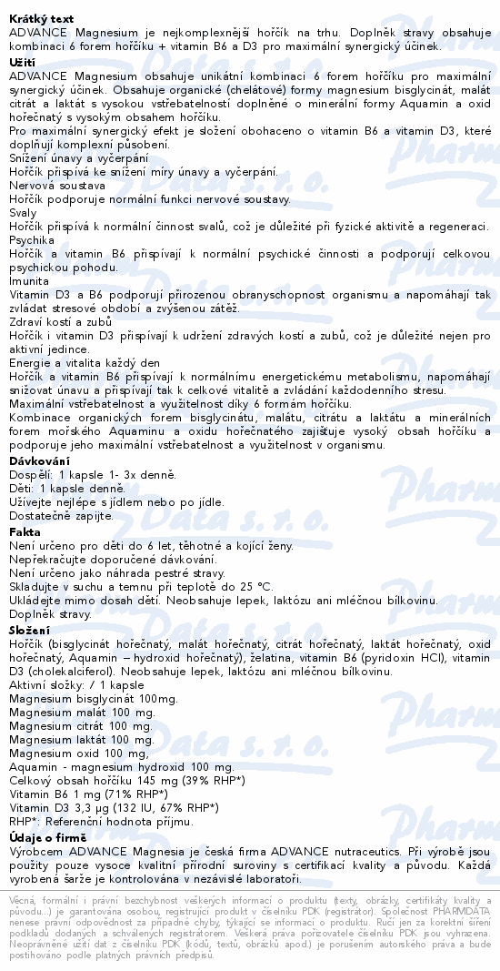 ADVANCE Magnesium 6 forem hořčíku cps.90