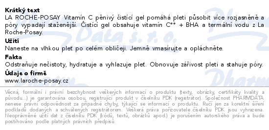 LA ROCHE-POSAY Vitamin C pěnivý čistící gel 200ml