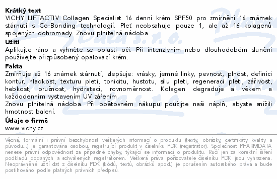 VICHY LIFTACTIV Collagen Specialist 16 SPF50 50ml