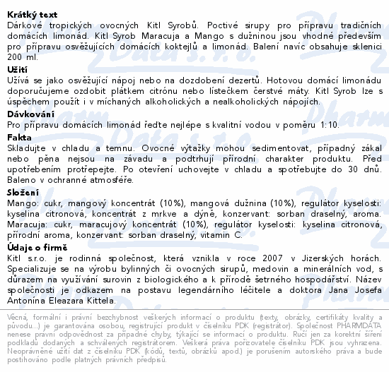 Kitl Syrob Mango+Maracuja 2x500ml + sklenička