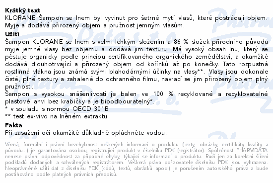 KLORANE Šampon se lnem 200ml