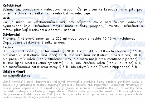 Apotheke BIO Pro radost s mateřídouškou čaj20x1.5g