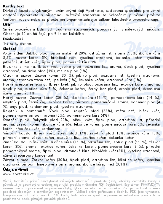 Apotheke Dárko.kolekce čajů Veselé Vánoce 90sáčků