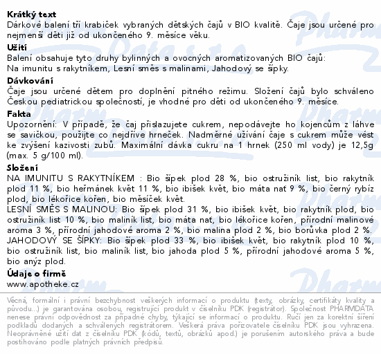 Apotheke kolekce pohád.čaje BIO 9+m 3x20x1.5g