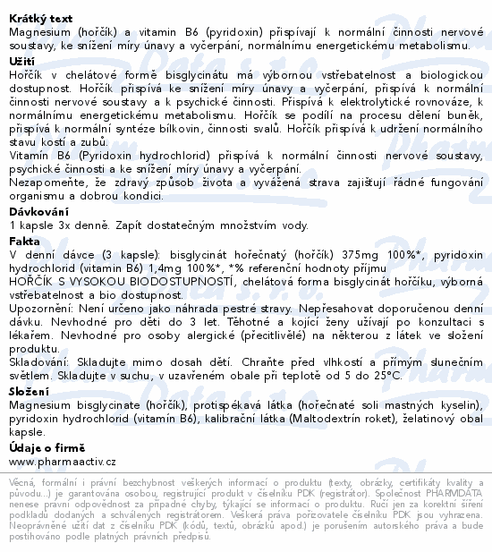 Magnesium Chelát + B6 cps.120