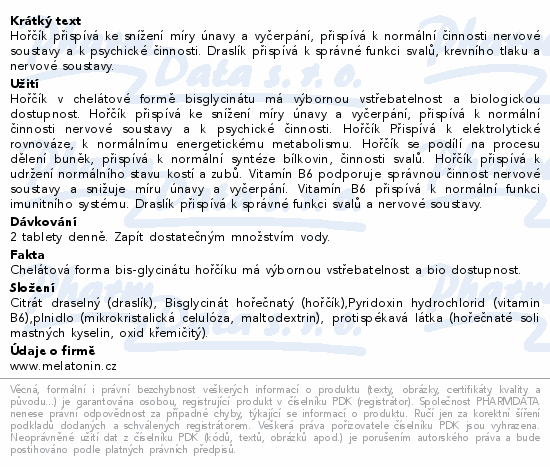 Magnesium chelát + Draslík B6 tbl.100