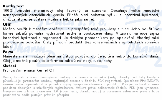Clinical Meruňkový olej za studena lisovaný 50ml