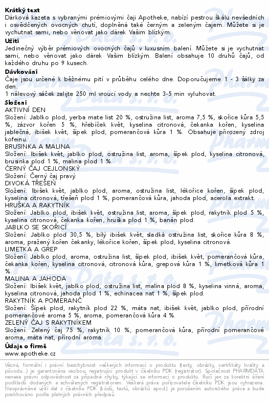 Apotheke Dárková kolekce prémiových čajů 90 sáčků