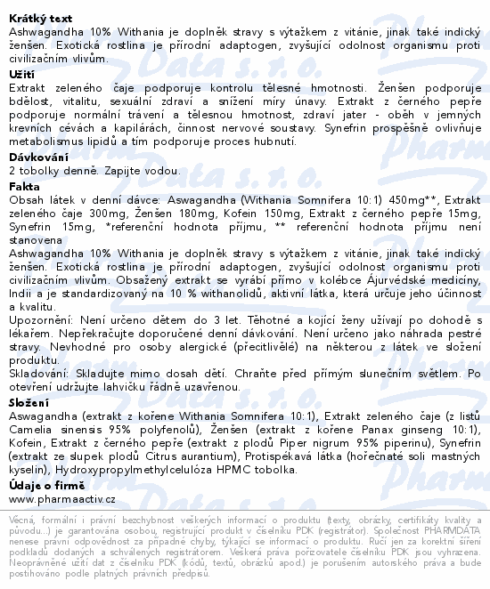 Ashwagandha výkon tob.90