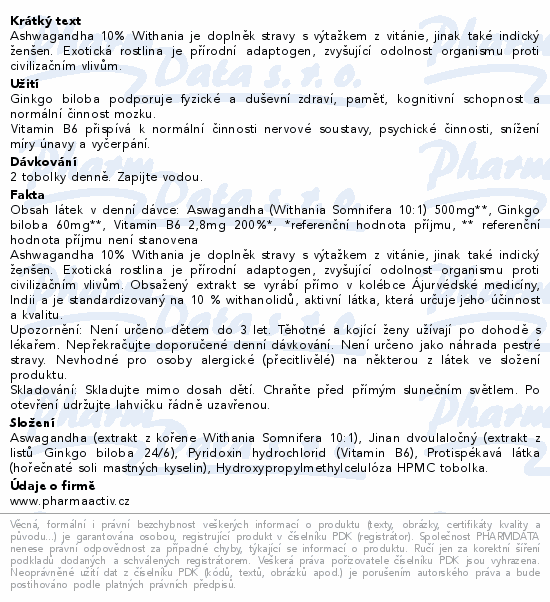 Ashwagandha mysl tob.90