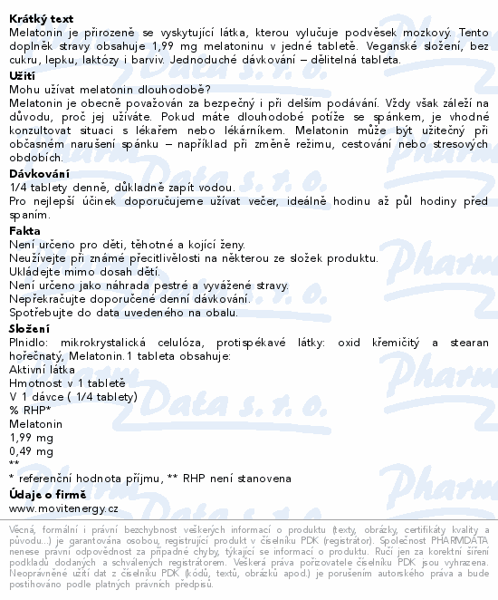 MOVit Melatonin comfort sleep 1.99 mg tbl.180