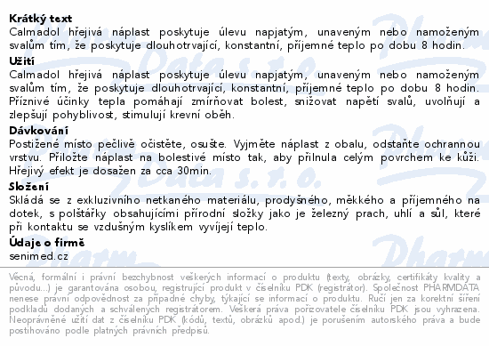 CALMADOL 6 náplastí s hřejivým účinkem