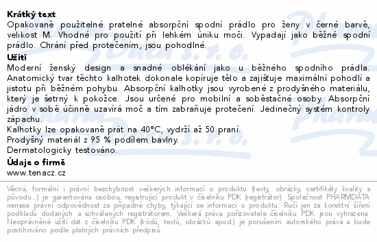 TENA Washab.Under.M čer.inkon.kalh.1ks 84682