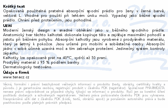 TENA Washab.Under.L čer.inkon.kalh.1ks 84683