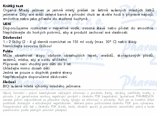 Organis Mladý ječmen BIO 200g