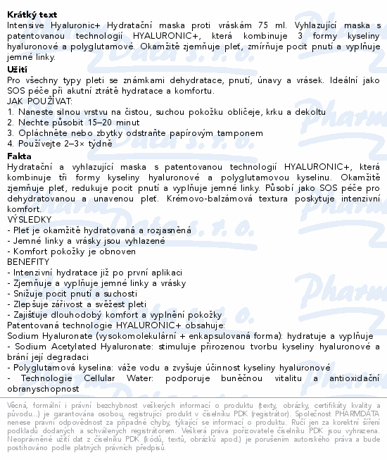 ESTHEDERM Intensive Hyaluronic+ maska 50ml