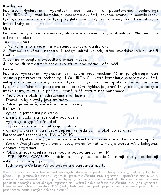 ESTHEDERM Intensive Hyaluronic+ oční sérum 15ml