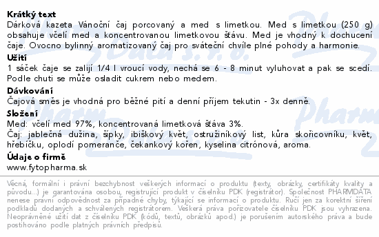 Vánoční čaj dárková kazeta med&limetka Fytopharma
