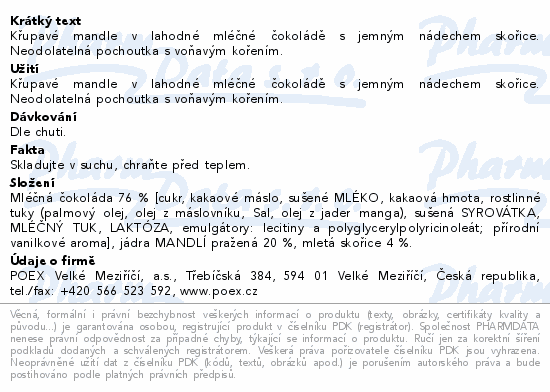 POEX Choco Exclusive Mandle v ml.čoko.a skoři.150g
