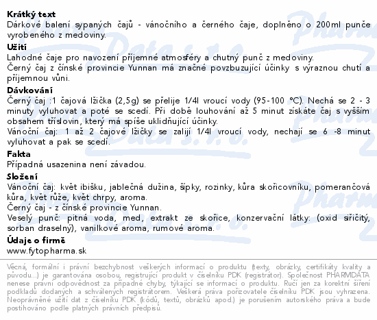 Dárková kazeta 2 syp.čajů+punč 200ml Fytopharma