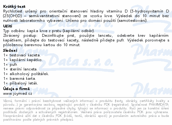 JoyTest Vitamin D Rapid test 1ks