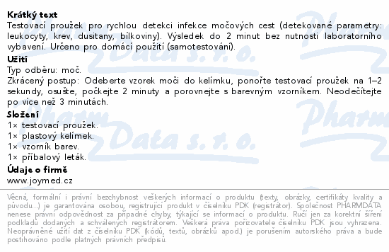 JoyTest Infekce močových cest (UTI) Rapid test 1ks