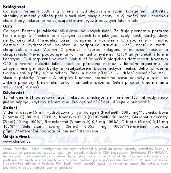 Clinical Collagen prémium 5000mg cherry 300ml