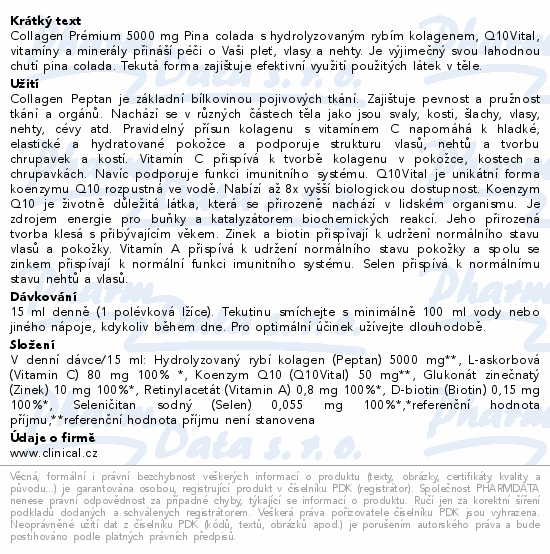 Clinical Collagen prémium 5000mg pina colada 300ml