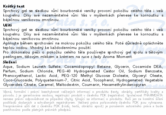 Dermacol Aroma Moment Bourb.vanil.sprch.gel 250ml