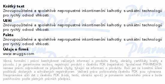 Snuggs inkontinenční kalhotky silná absorpce XL