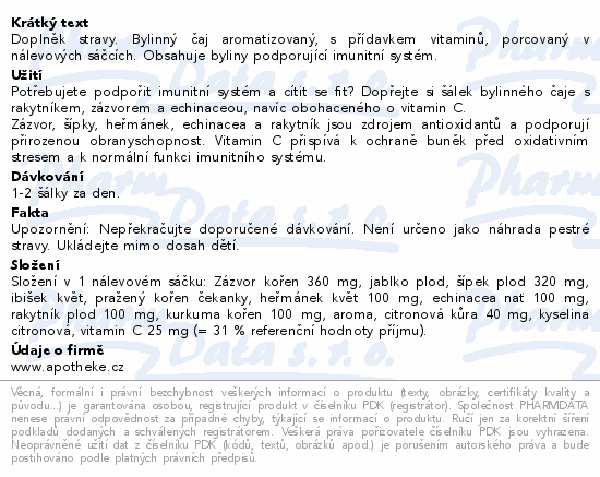 Apotheke Premier Imunita + vitamin C čaj 20x2g